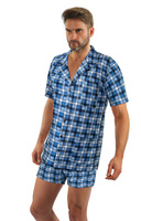 Sesto Senso Herren Baumwoll Pyjama Set – Kurze Ärmel und Hose, Atmungsaktiv und Bequem, Knopfleiste, Taschen, Perfekt für Zuhause und Schlafen, Mehrfarbig, Modell 2182/10, Hergestellt in Polen