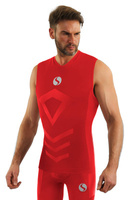 Sesto Senso Herren Thermoaktiv Tanktop – Atmungsaktiv, Nahtlos, 4-Wege-Stretch, Sportbekleidung für Winteraktivitäten, Poliamid-Elastan, Rot