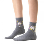 Socken Art.099 Grau mit Blumenmuster