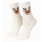 Damensocken Serie 1283 Rentiermuster Ecru