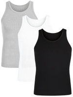 Herrenunterhemd Mix Gerippt Grau Schwarz Weiß 3er-Pack