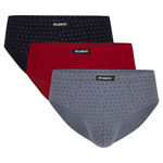 Atlantic Herren Baumwoll Slips – Klassischer Schnitt, Weicher Print, 100% Baumwolle, 3er Pack, Schwarz/Khaki/Grau/Rot/Marineblau, Bequeme Unterwäsche für Männer