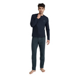 Henderson Herren Pyjama Set Udos – Bequeme Baumwolle, Langarmshirt mit Knopfleiste, Lange Hose, Atmungsaktiv, Für Herbst/Winter, Vielseitig, Mehrfarbig, Ideal für Komfort und Stil