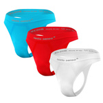 Sesto Senso Herren String Tanga – Nahtlose Sport Unterwäsche, 3er Pack, Komfortabel und Elastisch, Poliamid und Elastan, Verschiedene Farben: Rot, Blau, Weiß, Für Männer
