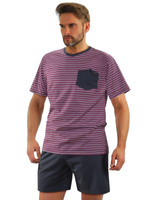 Herren Schlafanzug Kurzarm Blau