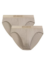 Atlantic Herren Slips Sport – Bequeme Unterwäsche aus Modal und Pima Baumwolle, Antiallergisch, 2er Pack, Beige, Frühling/Sommer 2025 Kollektion