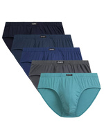 Atlantic Herren Baumwoll Slips Set – Bequeme Klassische Unterwäsche, Atmungsaktiv, 5er Pack, Grün/Blau/Türkis, Frühling/Sommer 2025 Kollektion