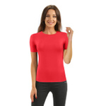 Sesto Senso Damen Viskose Bluse Isabel – Bequeme Kurzarmshirt, Atmungsaktiv, Perfekt für Büro und Freizeit, Rundhals, Farbe Cayenne, Rot