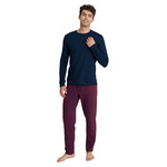 Henderson Herren Pyjama Set Udos – Bequeme Baumwolle, Langarmshirt mit Rundhalsausschnitt, Lange Hosen, Elegantes Design, Atmungsaktiv, Für Herbst/Winter, Mehrfarbig