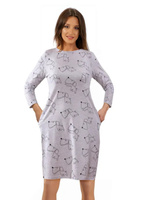 Sesto Senso Damen Baumwoll Nachthemd – Komfortabel mit Rosenmuster, Kurze Ärmel, Seitenschlitze, Ideal als Hauskleidung, Größen M-XXL, Dunkelblau