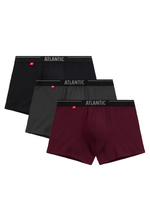 Atlantic Herren Baumwoll Boxershorts Set – Bequeme Sportliche Unterwäsche, Atmungsaktiv, 3er Pack, Farben: Schwarz, Khaki, Rot, Elastischer Bund, Hautfreundlich, Herbst/Winter 2025 Kollektion
