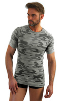 Sesto Senso Herren Thermoaktive T-Shirt Kurzarm – Atmungsaktiv, 4-Way Stretch, Antiallergisch, 100% Polyamid, Ideal für Sport, Camouflage, Hellgrau