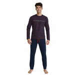 Henderson Herren Pyjama Set Umbra – Bequeme Baumwoll Schlafanzug mit Langarmshirt und Lange Hose, Komfort und Stil, Elegante Streifen, Dunkle Umbra, Ideal für Herbst/Winter, Rundhalsausschnitt, Neu