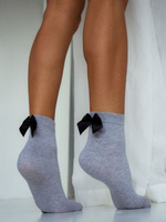 Damensocken mit Ripsbandschleife, Farbe Schwarz, Größe 37-41