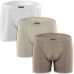 Sesto Senso Herren Boxer Set – Klassische Baumwollboxershorts, Bequem und Elastisch, 3er Pack, Beige/Weiß, Ohne Muster, Atmungsaktiv, Ideal für Alltag, Hergestellt in Polen