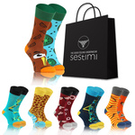 Sesto Senso Bunte Baumwollsocken Set – Hochwertige Finest Cotton Socken mit Lustigem Design, Komfortable Flache Nähte, Nicht Einschnürende Bündchen, Unisex, 6er Pack, Hergestellt in Polen