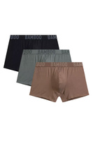 Atlantic Herren Bambus Boxershorts Set – Bequeme Unterwäsche, Atmungsaktiv, Ideal für Empfindliche Haut, 3er Pack, Beige/Grün/Schwarz, Frühjahr/Sommer 2025 Kollektion