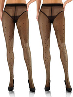 Sesto Senso Damen Strumpfhose 20 DEN – Transparente Halbmatte Feinstrumpfhose mit Punkten, Bequem & Stilvoll, Ohne Höschenteil, Ideal für Büro & Reisen, Farbe: Nero, 2er Pack