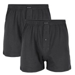 Atlantic Herren Boxershorts Set – Lockere Passform, 100% Baumwolle, Bequeme Unterhose mit Knöpfen, Grau, 2er Pack, Klassische Basic Kollektion, Innenliegender Gummibund, Für Männer