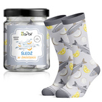 Socken im Geschenkglas Pilzsuppe