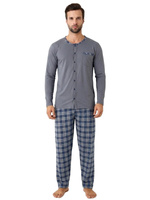 Schlafanzug Herren Grau Knopfverschluss