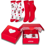 Damensocken Valentinstag Herzen Ecru