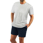 Sesto Senso Herren Kurzarm Pyjama Set – Bequeme Baumwolle, Marine-Stil, Verstellbarer Bund, Praktische Taschen, Ideal für Zuhause, Granat, Frühling/Sommer Kollektion