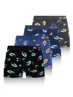 Sestimi Underwear Herren Boxershorts Set – Bequeme Baumwollunterwäsche mit Print, 4er Pack, Multicolor, Modell MPC80506, Atmungsaktiv und Passgenau, Für Männer