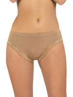 Gerippter Damenschlüpfer mit Spitze Beige 6108