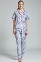 Damen Schlafanzug Atrani Blau Gemustert