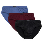 Atlantic Herren Baumwoll Slips – Bequeme Unterwäsche mit Print, 3er Pack, 100% Baumwolle, Herbst/Winter Kollektion, Rot/Blau/Marineblau, Für Männer