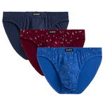 Atlantic Herren Slips 3er Pack – Sportliche Unterwäsche aus Baumwolle, Bequem & Atmungsaktiv, Rot/Blau/Weinrot, Print & Unifarben, Für Männer