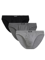 Atlantic Herren Baumwoll Slips Set – Komfortable Sportunterwäsche, Atmungsaktiv, 3er Pack, Schwarz & Grau, Herbst/Winter 2025 Kollektion