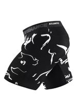 Atlantic Herren Lange Boxershorts – Sportliche Unterwäsche aus Bambus, Atmungsaktiv und Antiallergisch, Performance Design, Ideal für Aktive, Schwarz mit Print, Komfortable Passform, Frühling/Sommer 2025