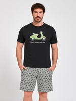 Kenny Kurzer Herren-Pyjama mit Scooter, schwarz