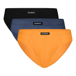Atlantic Herren Sport Slips Set – Bequeme Baumwolle mit Elastan, Atmungsaktiv, 4er Pack, Schwarz/Gelb/Denim, Komfortbund