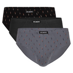 Atlantic Herren Slips 3er Pack – 100% Baumwolle, Klassischer Schnitt, Atmungsaktiv, Print-Design, Farben: Schwarz, Khaki, Grau, Rot, Dunkelblau, Blau – Komfortable Unterwäsche für Männer