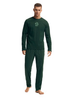 Henderson Herren Pyjama Set – Langarm, 100% Baumwolle, Homewear für Herbst/Winter 2025, Dunkelgrün, Modell 43478 – Bequeme Nachtwäsche für Männer