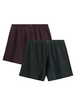Atlantic Herren Boxershorts Set – Bequeme Baumwolle, Atmungsaktiv, Lockerer Schnitt, Weiche Innengummierung, 2er Pack in Weinrot und Smaragdgrün, Geometrisches Muster, Herbst/Winter 2025 Kollektion