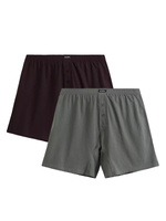 Atlantic Herren Boxershorts 2er Pack – Lockere Baumwolle, Atmungsaktiv, Khaki & Rot, Bequemer Sitz, Ideal für Alltag, Herbst/Winter Kollektion 2025