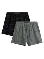 Atlantic Herren Boxershorts 2er Pack – Lockere Baumwolle Unterwäsche mit Sportlichem Print, Atmungsaktiv, Komfortabler Bund, Ideal für Alltag und Schlaf, Farben: Schwarz & Khaki, Herbst/Winter Kollektion 2025