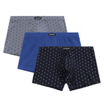 Herren-Boxershorts 3MH-195 Grau/Marine/Blau