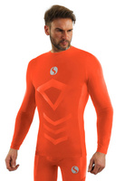 Sesto Senso Herren Thermoaktive Langarmshirt – Atmungsaktiv, Nahtlos, 4-Wege-Stretch, Sportbekleidung für Winter, Poliamid-Elastan, Orange, Komfortabel und Funktionell