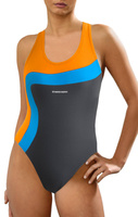 Sesto Senso Damen Badeanzug – Einteiler, Aktiv, Modisch, Ideal für Schwimmen und Aqua Fitness, 80% Polyamid, 20% Elastan, Grafitgrau, Modell 728