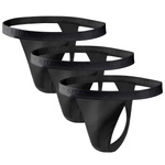 Sesto Senso Herren String Tanga Set – Bequeme Baumwollunterwäsche, Anatomic Passform, Flache Nähte, 3er Pack, Schwarz, Elastischer Bund, Alltagstauglich