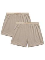 Atlantic Herren Boxershorts 2er Pack – Bequeme, Locker Geschnittene Unterwäsche aus Modal und Pima Baumwolle, Antiallergisch, Basic Kollektion, Beige, Perfekt für Sport und Alltag