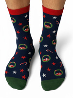 Gianna Herren Weihnachtssocken – Bequeme Baumwollsocken mit Festlichem Wianek-Muster, Ideal für Weihnachten, Atmungsaktiv, Blau, Skarpetki Męskie Kollektion