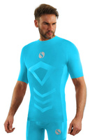Sesto Senso Herren Thermo Active T-Shirt – Kurzarm, Atmungsaktiv, Nahtlos, Antiallergisch, Elastisch, Sportbekleidung für Fitness & Outdoor, Blau/Türkis, Poliamid, Sportliche Winterkollektion