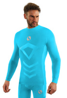 Sesto Senso Herren Thermoaktive Langarmshirt – Funktionales Sportshirt aus Poliamid, Atmungsaktiv, 4-Wege-Stretch, Nahtlos, Ideal für Winteraktivitäten, Blau | Türkis, Sportkollektion