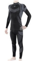 Sesto Senso Damen Thermoaktive Unterwäsche Set – Nahtlos, Atmungsaktiv, Antiallergisch, Ideal für Wintersport, Schwarz, Langarm, Poliamid-Elastan, Merino-Optik